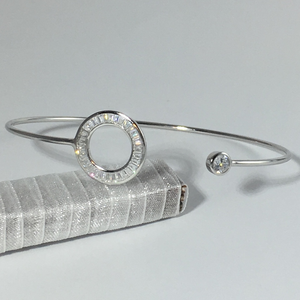 Mia Sarine CZ Sterling Silver Cuff Bangle